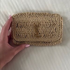 Yves Saint Laurent Tan Woven Sunglasses Case